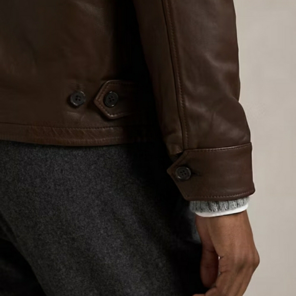 NWT Polo Ralph Lauren Leather Jacket - Biscon Brown - Picture 6 of 16